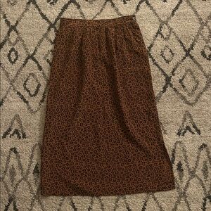 Vintage Silk Animal Print Midi Skirt
